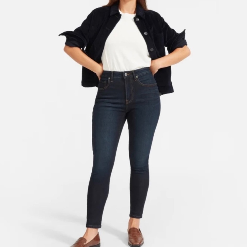 Everlane The Curvy High Rise Skinny Jeans Women's Size 31 Cropped Dark Wash